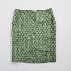 Maeve Skirt Womens 8 Green Goban Dots Midi Knee Length Pencil Office Career Work